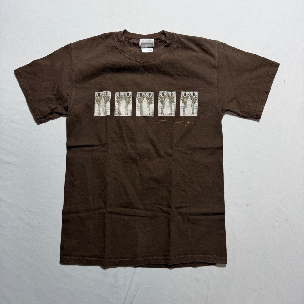 Frank Lloyd Wright Collection T-Shirt Small Brown Hanes Beefy-T Liberty Graphics